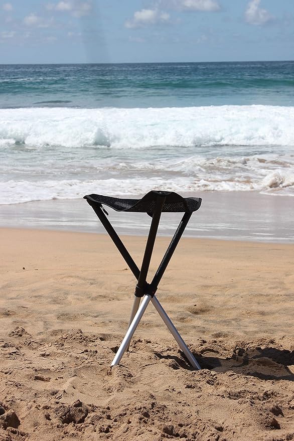 Walkstool - Basic Model - Black Color - 3 Legged Folding Stool in Aluminium - Height 20 to 24 - Maximum Load 330 to 385 lbs - Made in Sweden