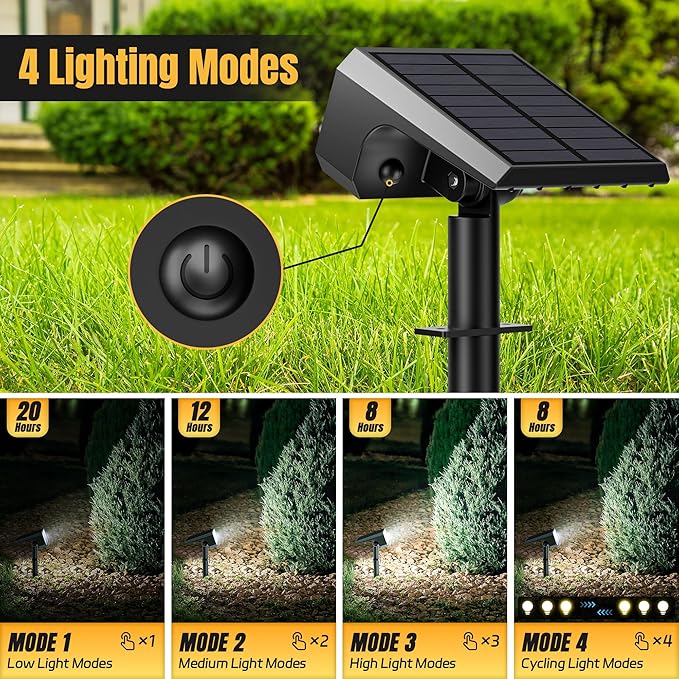 Solar Spot Lights Outdoor [10 pack/118 LED] 4 Modes Auto On/Off Solar Landscape Spotlights Ip67 Waterproof Solor Powered Pathway Lights for Outside Yard Garden Walkway Tree Patio (Cool White)
