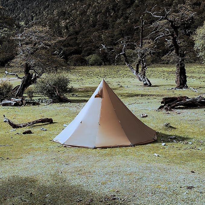 Tipi Tent Camping Hot Tent Rheum Nobile Lightweight Teepee Waterproof with Stove Jack for 2-4 Person Hiking Hunting Backpacking