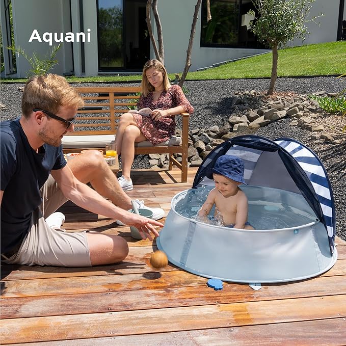 Babymoov Aquani Tent &amp Pool 3 in 1 Pop Up Tent Kiddie Pool and Play Area (Summer 2024 Essential) Marine One Size