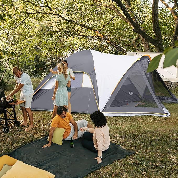 UNP Camping Tent with Screen Room Portable 6 Person Camping Tent with Screen Porch Family Dome Tent for Camping Outdoor - 14'x11'x72''(H)