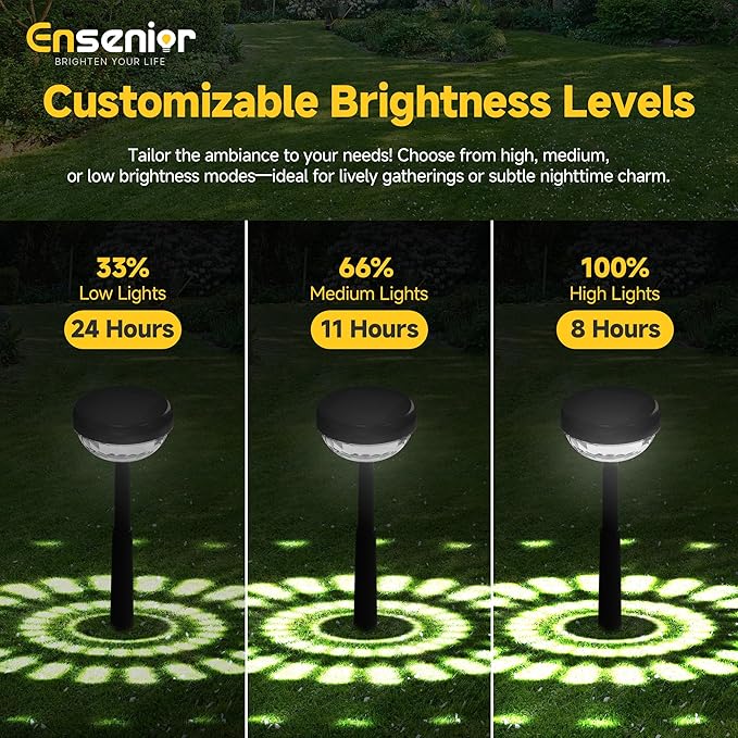 Ensenior 10-Pack Solar Lights Outdoor Auto ON/Off 6500K LED Solar Garden Lights for Pathway Yard Patio Walkway Flower Bed Halloween Christmas Landscape Lighting IP65 Waterproof Flag Lights