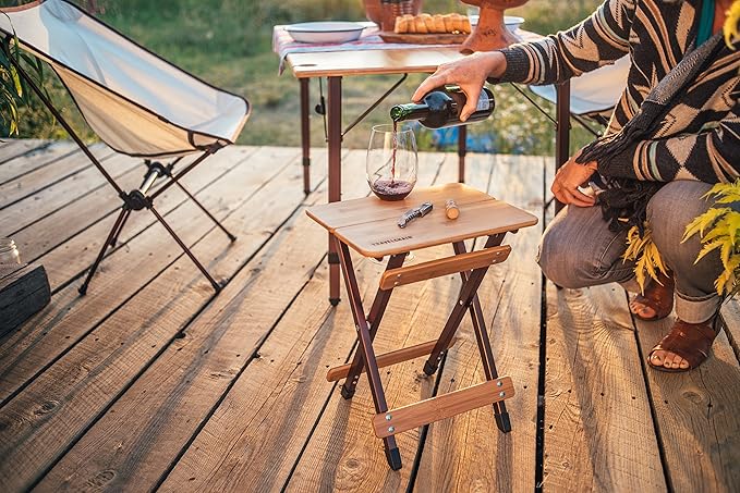 Travel Chair Kanpai Bamboo Side Table Portable Tables for Outdoor Adventures Folding Table