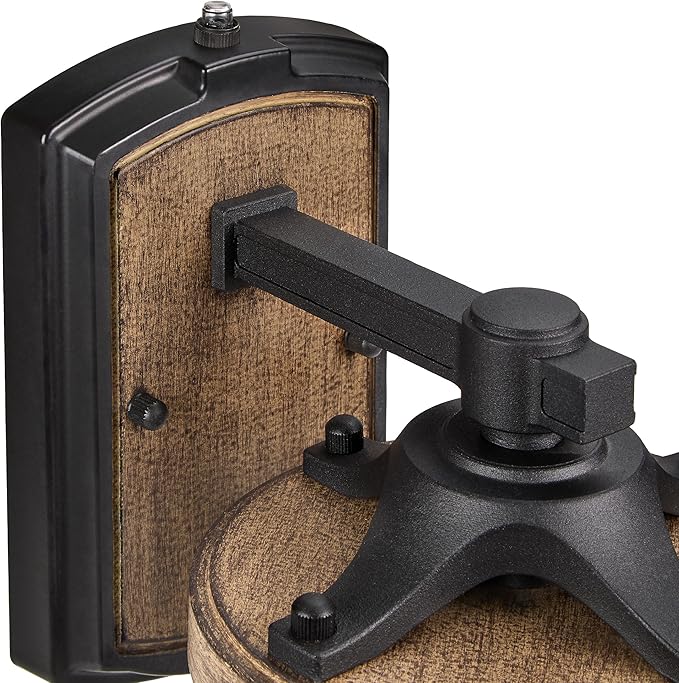 Maxxima LED Outdoor Wall Light Black w/Wood Grain Style Finish Clear Hammered Glass 800 Lumens 3000K Warm White Dusk to Dawn Sensor Farmhouse Wall Mount Sconce Rustic Coach Lantern