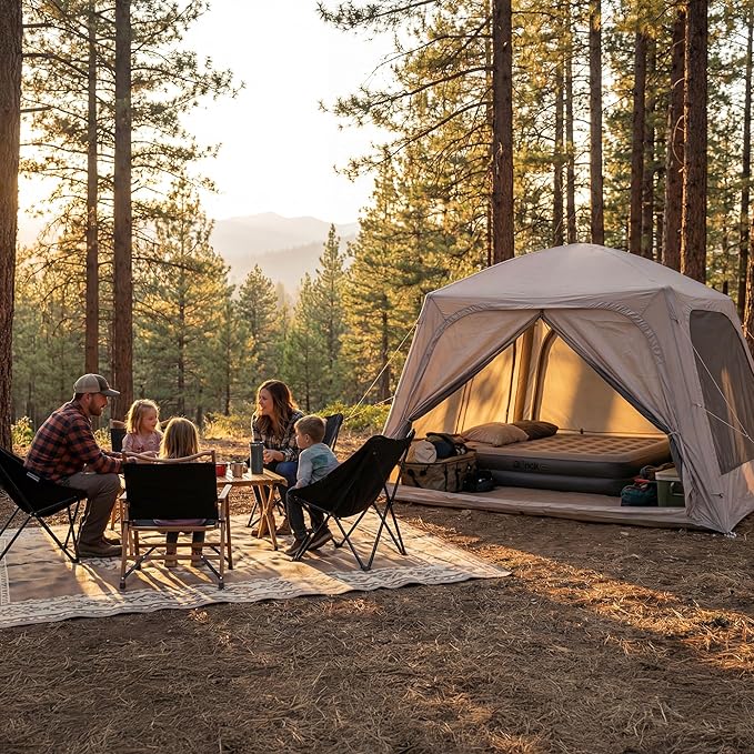 ABORON 2/6/8/10/12 Person Inflatable Camping Tent Easy Setup Blow Up Tent with Hand Pump PU3000mm Waterproof &amp Breathable 4 Season Glamping Tent for Outdoor Camping