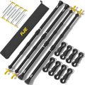 KJE 4 Pack Adjustable Heavy-Duty Tarp Poles Camping Tent Poles Set with Ground Stakes &amp Guylines &amp Yellow Protection Caps Aluminum Telescoping Pole(2.9ft to 8.7ft) for Outdoor Tarp Use