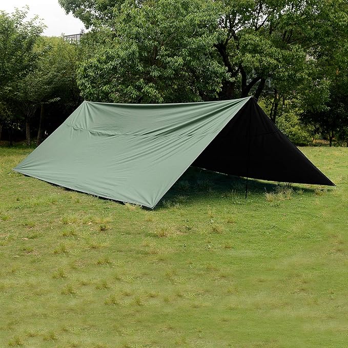 Wind Tour Portable Multifunctional Outdoor Camping Traveling Awning Backpacking Tarp Sunshade Lightweight UV Protection and PU 3000mm Waterproof Rain Fly Tarp Shelter (177×236 inches)