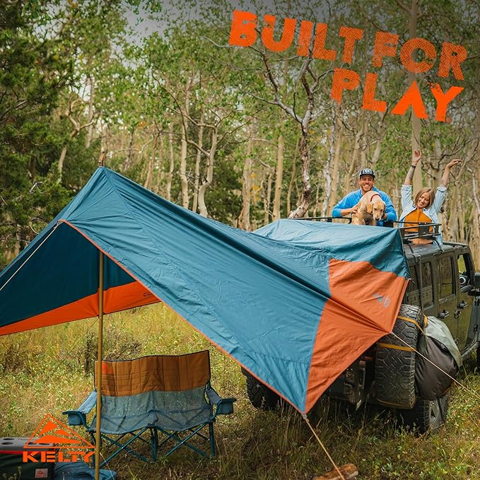 Kelty Waypoint Tarp Reflecting Pond/Gingerbread Semi-Universal Vehicle Mounting System Enhanced Protection from The Elements Single-Pole Design Shark-Mouth Carry Bag for Easy Transport &amp Mor
