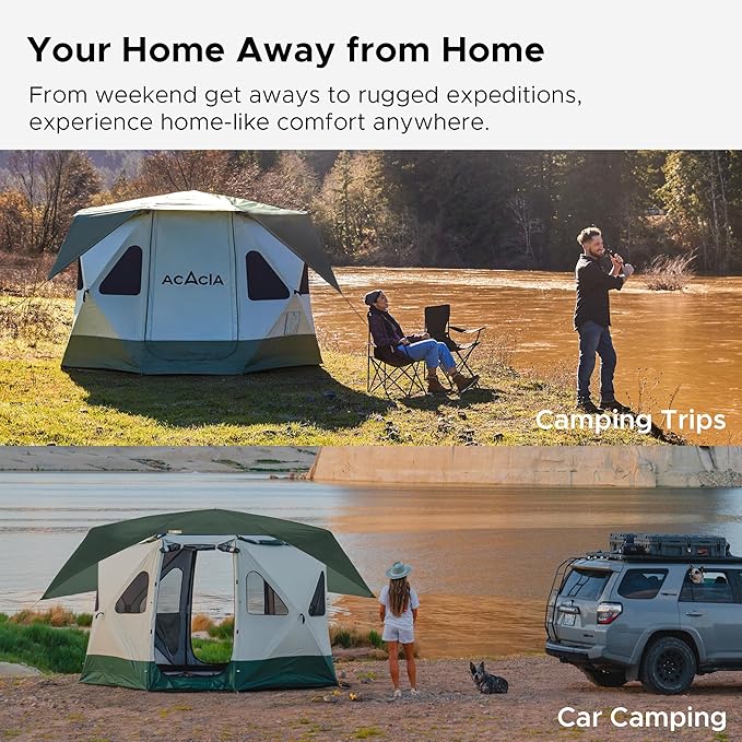 Space Acacia Lite Camping Tent | 2/3/4/8 Person Pop Up Tents for Camping | Lightweight &amp Durable Beach Tent | Level 7 Wind Resistance UPF 50+ | Quick Setup for Camping &amp Backyard
