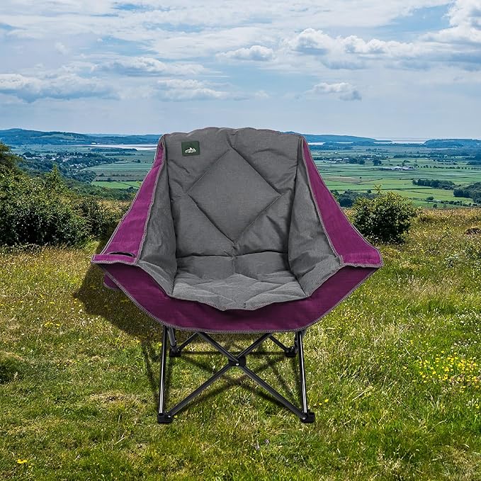 Northroad Oversized Foldable Camping Chair Outdoor Padded Lawn Chair w/Cup HolderCarry Bag for Beach Hiking and PicnicsHeavy-Duty 300-lbs Capacity Purple