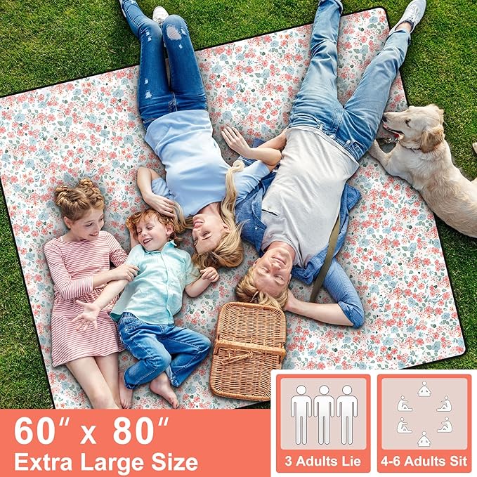 60x80 Large Picnic Blankets Waterproof Outdoor Beach Blanket Sandfree Tent Camping Sleeping Carpet Portable Yoga Meditation Mat Road Trip Car Travel Essentials Hiking Backpacking Gear Gifts