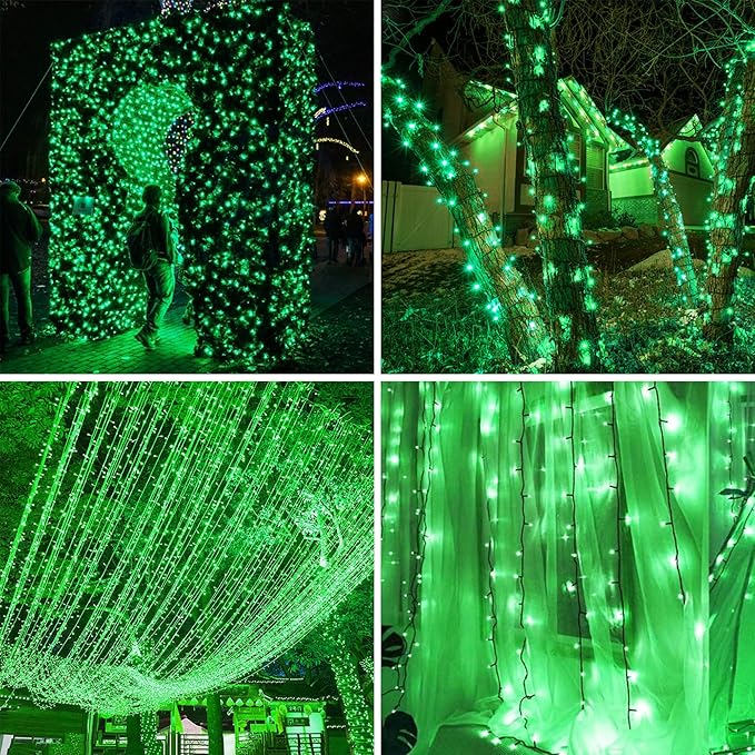 kemooie 500 LED Green St. Patrick's Day Lights 164 FT 8 Lighting Mode with Memory Plug in Waterproof Fairy Lights for Outdoor Birthday Christmas Wedding Party Garden Balcony Decorations (Green)