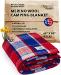 Woolly Mammoth Woolen Company Merino Wool Blanket - 80% Merino Wool - Camping Blankets for Cold Weather - Mositure-Wicking for Overlanding Hunting Emergency Kits Bushcraft (66 x 90 Berry Plaid)