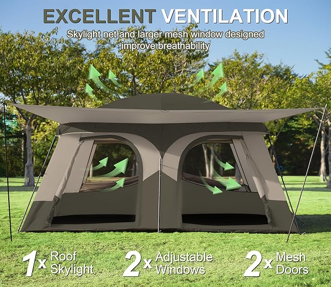 Vidalido Tents8-10 Person Camping Tent with Extended Vestibule2 Room Weather Resistant Family TentsEasy Install Waterproof Outdoor Tent for Camping Hiking