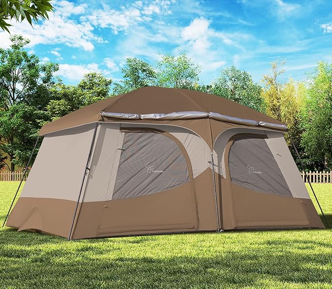 Vidalido Tents8-10 Person Camping Tent with Extended Vestibule2 Room Weather Resistant Family TentsEasy Install Waterproof Outdoor Tent for Camping Hiking