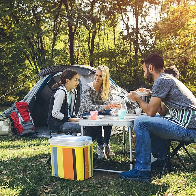 AHB Folding Camping Picnic Table with Storage Organizer Portable Foldable Aluminum Lightweight Adjustable Camp Table for Outdoor Camping