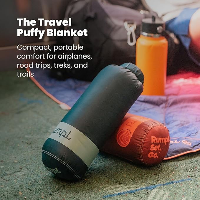 Rumpl Travel Puffy Blanket Ultra-Packable Travel-Size Warmth and Comfort Deepwater