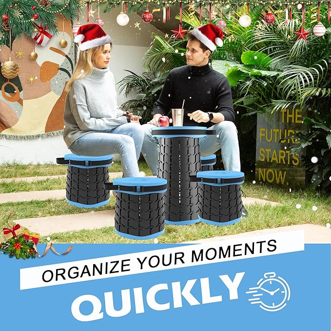 ALEVMOOM Upgraded XXL 19.7 Collapsible Stool with Cushion Heavy Duty Portable Folding Stool Max Load 1000 lbs Retractable Telescoping Foldable Seat Chair for Camping Fishing Travel