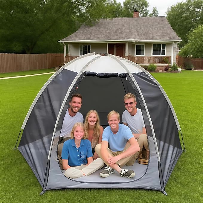 4-6 Person Gazebo Tent with Mesh Walls&ampWaterproof Floor for Backyard Gatherings Picnics and Outdoor Events