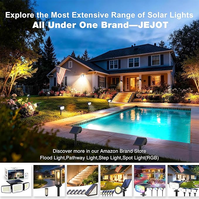Solar Spotlights Super Bright LED 2 CCT Warm &amp Cool Light Solarspot Lights for Outside Landscape Auto On/Off -2 Pack