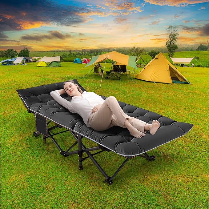 Barbella 2 Pack Folding Cot Camping Cots for Adults Portable Sleeping Cot with Mattress Foldable Outdoor Bed Guest Bed with Carry Bag for Home Office &amp Outdoor Use