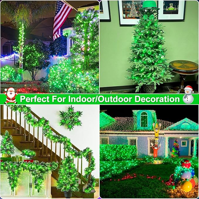 165FT 500 LED Outdoor String Lights Connectable St Patricks Day Lights Waterproof with 8 Modes Plug in Clear Wire Twinkle Lights for Indoor Bedroom Garden Wedding Patio Decorations Green