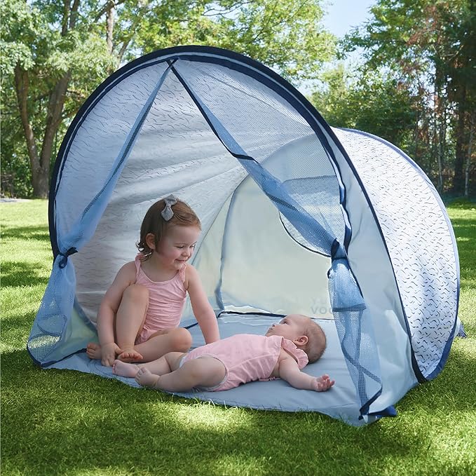 Babymoov Anti-UV Baby &amp Toddler Beach Tent UPF 50+ Sun Protection with Pop Up System for Easy Use &amp Transport Blue Waves (Summer 2025 Edition)
