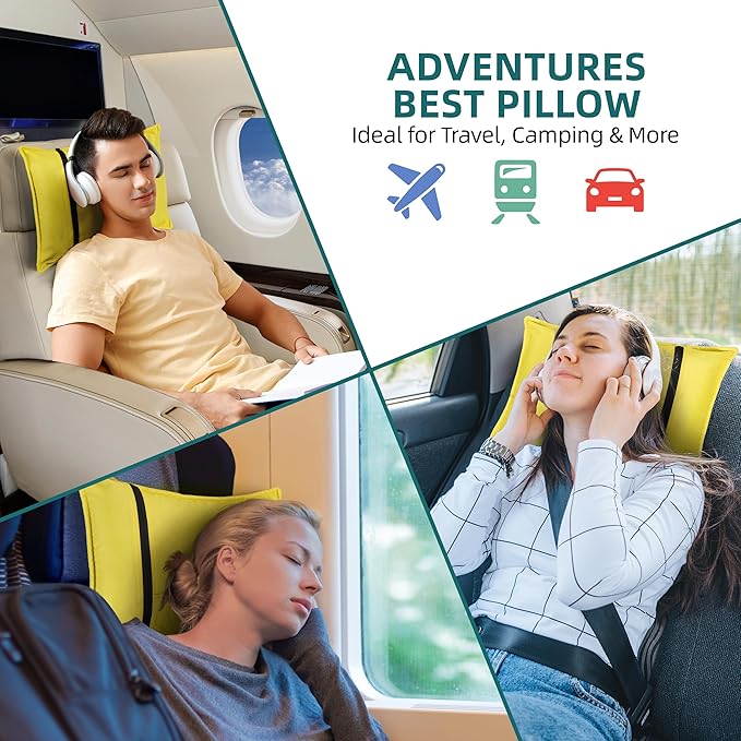 Stuffable Camping Pillow Stuff Sack (Small Yellow 2-Pack) - 10 x 14 - for Hiking Backpacking and Travel Bring Your Own Stuffing