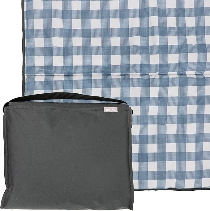 RED ROVR Large Indoor/Outdoor Adventure Blanket |for Parks The Beach and Indoor activites |Compact with Shoulder Strap &amp Pocket (Picnic Blue)