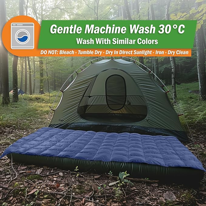 Down Camping Blanket Packable 78x52” Ultralight Compact Travel Blanket with Bag - Puffy Wearable Sleeping Gear for Camp Hiking Backpacking Stadium Festivals or Beach by Wakeman Outdoors (Blue)