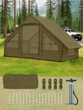 Inflatable Tents with Hand Pump Hot Tent with Stove Jack Easy Blow Up Glamping Tent with Mesh Windows 4-6 Person Instant Family Camping Tents Waterproof for 4 Seasons