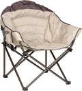 Lippert Big Bear Duotone Camping Chair - Sand with Dark Grey Accent Comfortable Round Shape Oversized Pillow Cushions Powder Coated Steel 600D Polyester Fabric 300 lb. Capacity 2022114816
