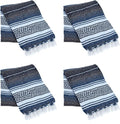 La Montana Mexican Blankets and Throws 4 Pack 74x50 - Made in Mexico Lightweight Yoga Blanket for Schools Studios Outdoors Camping Picnic Decor - Machine Washable Slate Blue/Charcoal/White