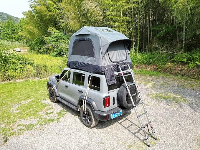 Inflatable SUV Roof Tent: 2-Person Waterproof Camping Shelter with Air-Beam Mattress - 300D Oxford Fabric &amp Aluminum Base for Outdoor Adventures - Easy Setup Under 5 Mins