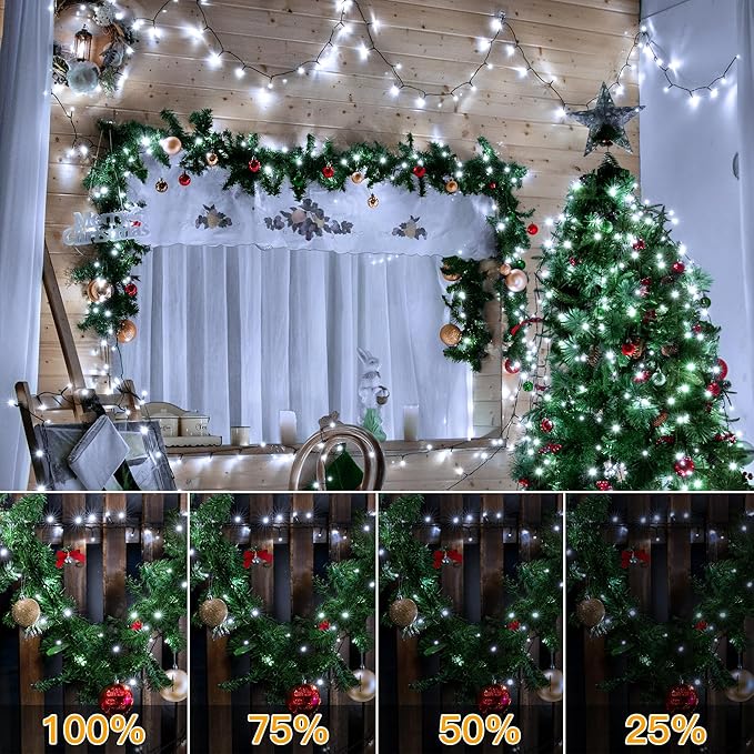 Ollny 500LED 164FT Long Christmas Tree Lights with 8 Modes Remote Timer IP44 Waterproof Outdoor Christmas Lights for Tree House Yard Outside Xmas Decorations White