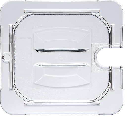 Carlisle FoodService Products Storplus 1/4 Size Notched Universal Food Pan Lid with Molded Handle for Catering Buffets and Restaurants Polycarbonate Clear (Pack of 6)