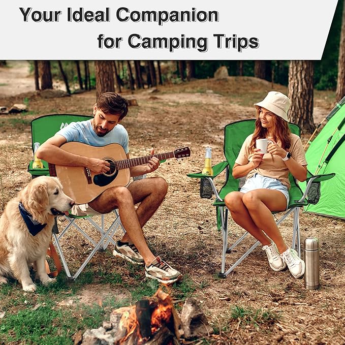 Elevon Camping Chair Portable Folding Outdoor Chair with Arms Cup Holder and Carry Bag