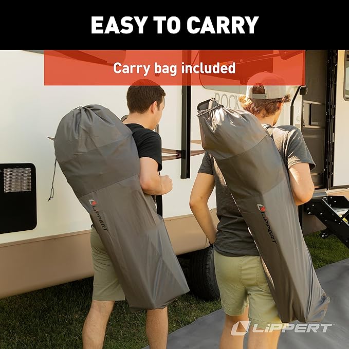 Lippert Big Bear Club Camping Chair - Dark Grey Comfortable Foldable Chair Oversized Pillow Cushions Dual Cupholders Powder Coated Steel 600D Polyester Fabric 400 lb. Capacity 2022114815