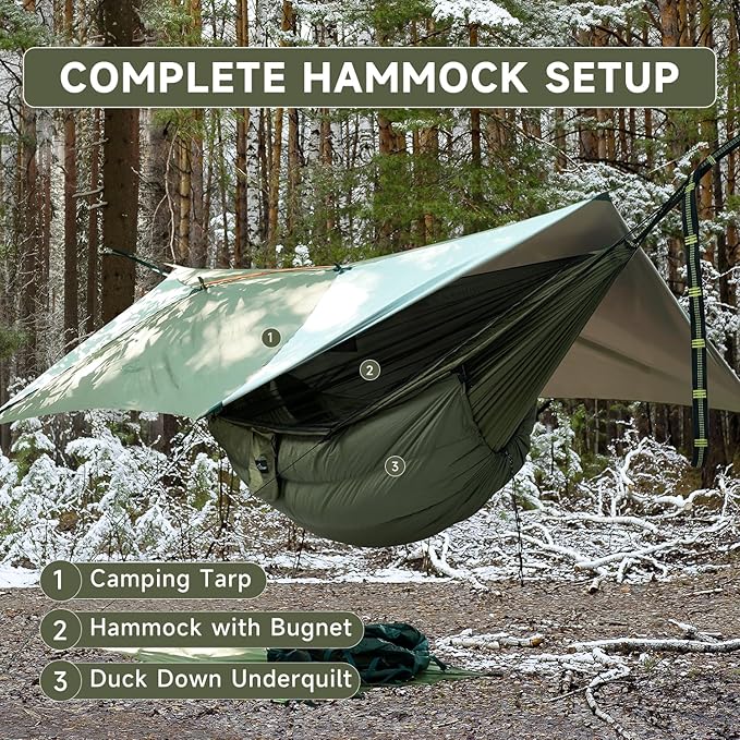 Duck Down Underquilt for Camping Hammock 400g Duck Down Filling Warm Insulation Ultralight Hammock Under Quilt Portable for Hiking Backpacking