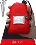 Oceas Outdoor Pocket Blanket - Ideal Sand Proof and Waterproof Picnic Blanket for Beach Hiking and Festival Use - Foldable and Compact Mat Easily Fits Into Small Portable Bag