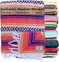 Del Mex Classic Mexican Blanket Large Authentic Woven Falsa Throw (70x50) Artisan Southwest Décor for Beach Yoga Outdoors (Pink/Orange)