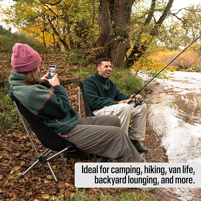 TSE LC100 Compact Camping Chair 2lbs Super Lightweight Outdoor Folding Chair. Portable for Hiking Beach Festivals Urban Use or Garden Relaxation
