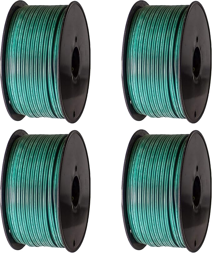 Holiday Lighting Outlet Green SPT-2 Commercial-Grade Bulk Blank Wire | 18 AWG 10 Amps | 4 Spools of 250-Foot Green Zip Wire | 1000 Feet