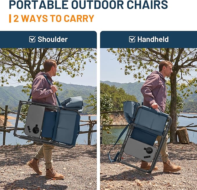 Timber Ridge XXL Director’s Chair – Heavy Duty Folding Camping Chair for Adults 500 lb Capacity Extra Wide Padded Seat for Camping Sports Lawn Courtyard and Outdoor Use Blue