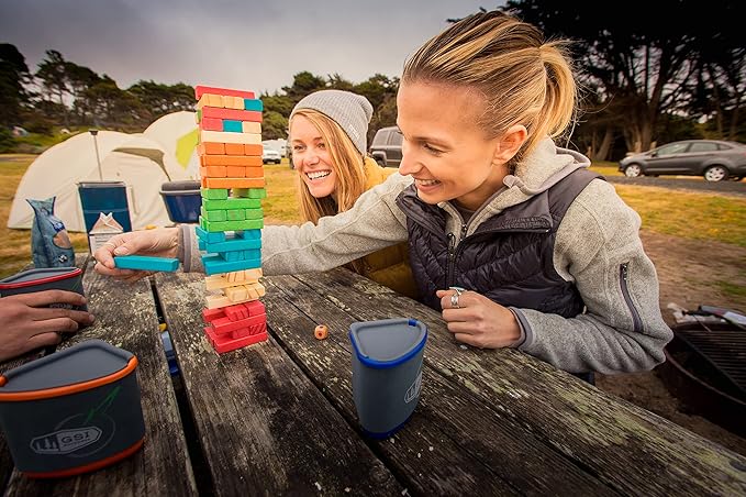 GSI Outdoors - Infinity 4 Person Deluxe Nesting Table Set Multicolor Durable Break Resistant Plates Bowls Mugs and Cups