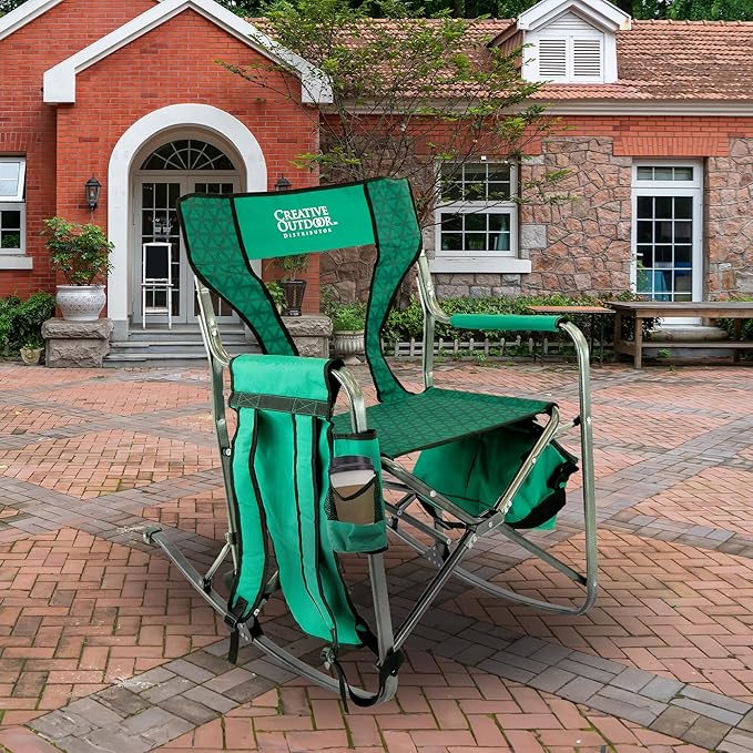 Creative Outdoor Collapsible Folding Rocking Director Chair | Camping Picnic Beach &amp Patio