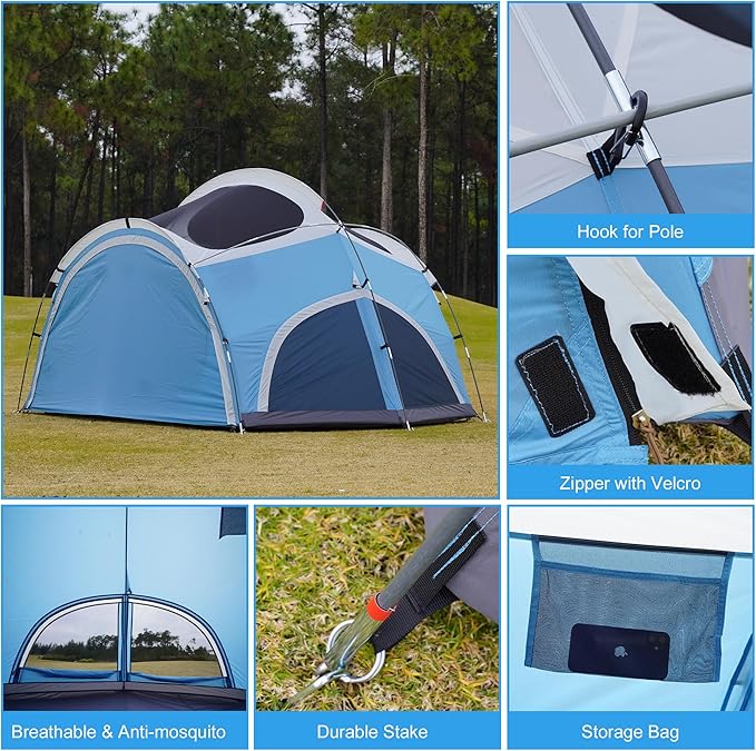 Vidalido 3-4 Person Camping Tent with 2 Large Mesh Door 4 Mesh Window Family Tents Double Layer Waterproof Portable Easy Setup Camp Tent Canvas Dome Tents for Camping Outdoor Hiking and Backpacking