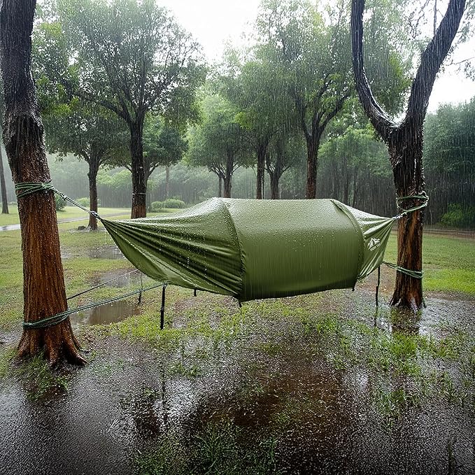 Night Cat Flat Lay Hammock Tent with Mosquito Net Waterproof Rainfly for 1 Person Backpacking Hiking Camping Lightweight 330LBS 87x28x19in