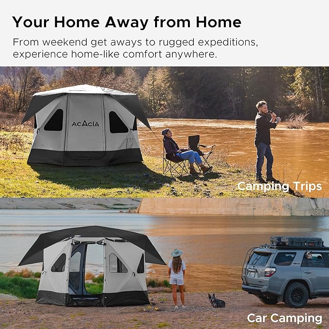 Space Acacia Lite Camping Tent | 2/3/4/8 Person Pop Up Tents for Camping | Lightweight &amp Durable Beach Tent | Level 7 Wind Resistance UPF 50+ | Quick Setup for Camping &amp Backyard