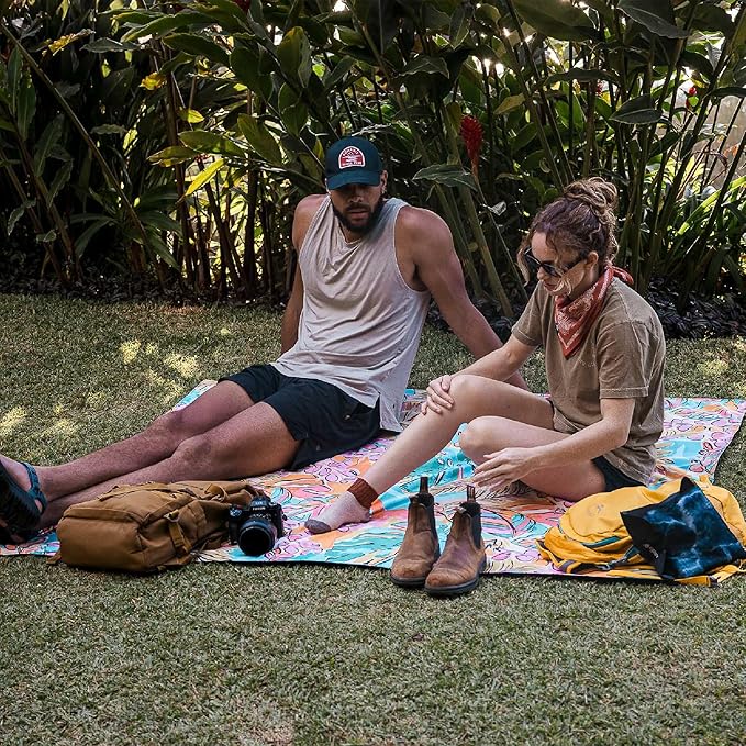 Nomadix Festival Blanket - Perfect for Picnics Camping &amp Lawn Seating - Plush Top &amp Water Resistant Base - Made with Post Consumer Recycled Materials - Jungle - 60x72